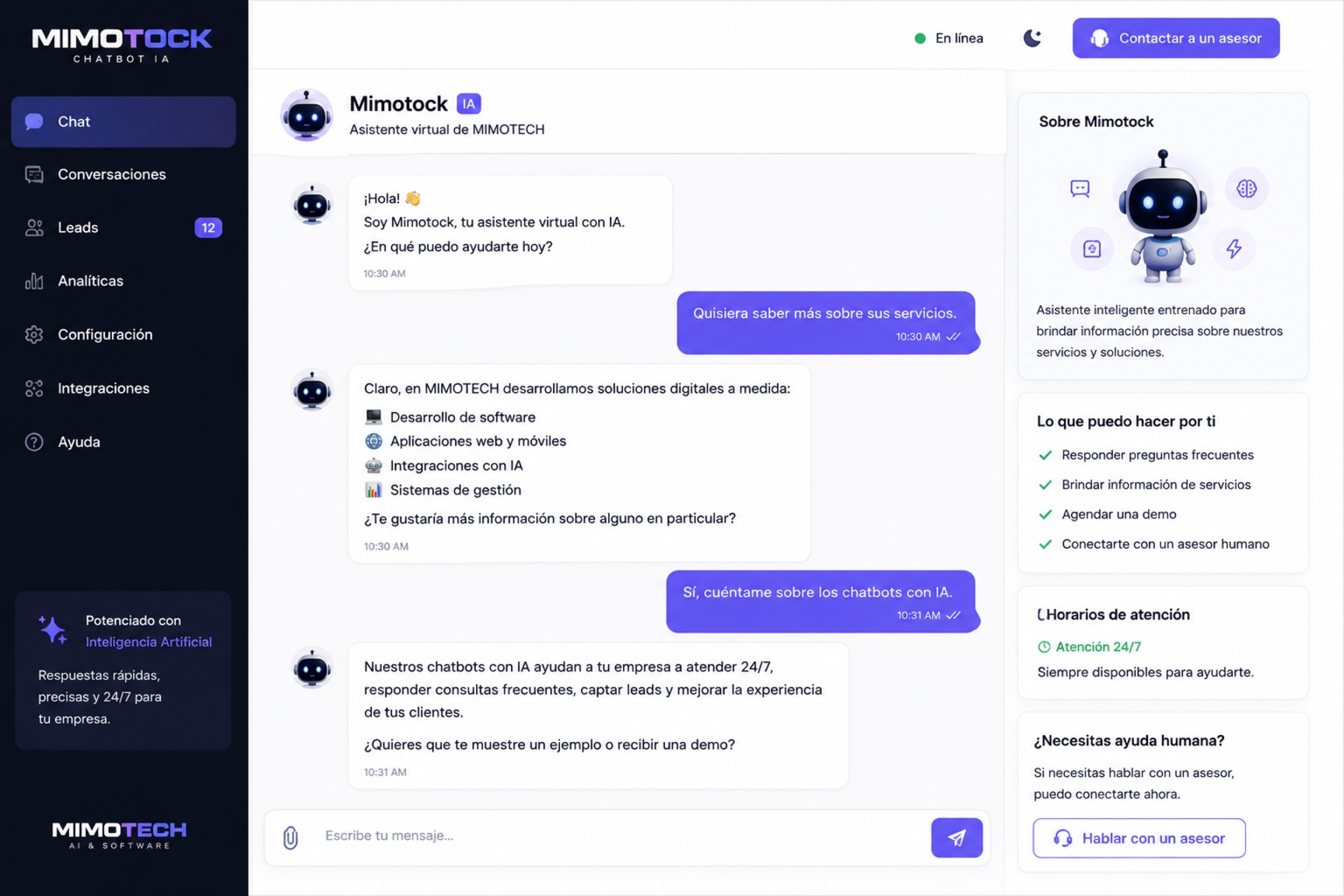 Contenido de la aplicación